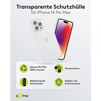 goobay 61344 - Funda para iPhone Compatible con Apple iPhone 14 Pro MAX/Protección de cámara y Protector