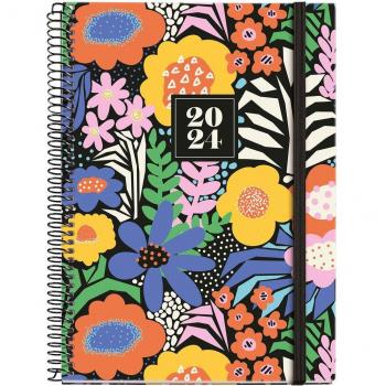 Agenda Anual 2024 Miquelrius Natura Espiral con Tapa Extra y Goma Plus 213x155 mm Sin Visor Fantasy Garden