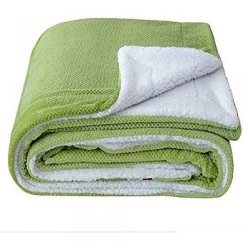 SOCHOW Manta de Lana de Sherpa a Cuadros, Manta Afelpada Reversible Esponjosa Ultrasuave Peluda Acogedora Ligera para Cama Sofá Diván Verde Lima 150 x 200 cm