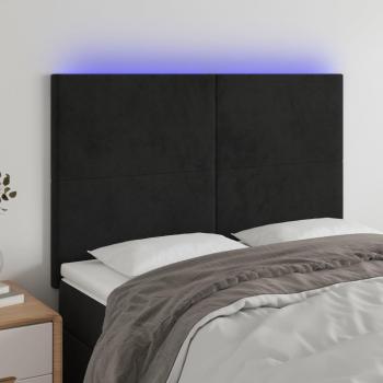 Cabecero LED negro de terciopelo 144x5x118/128 cm con luces integradas