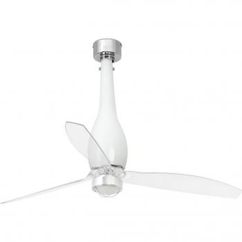 Ventilador de Techo con Luz DC Eterfan 1280mm Blanco Brillante, Motor de CC, 3000K, Transparente Policarbonato