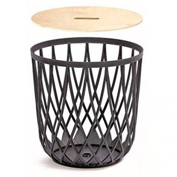 Cesta Multifuncional 35L Prosperplast Uniqubo de Plástico en Color Antracita 39 x 39 x 40 cm con Tapa de Madera