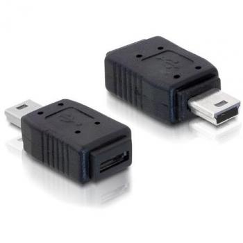 Delock - Adaptador USB (conector mini hembra tipo A+B a macho USB 2.0 tipo A), Mini-USB > Micro USB, negro, 1