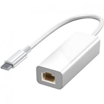 Adaptador Ethernet RJ45 USB-C Blanco 1000 Mbps para Windows y Macbook