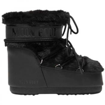Moon Boot Icon Low Faux Fur Winter Boots for Women - Black, Size 39-41