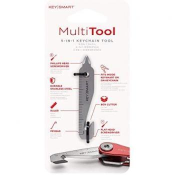 KeySmart MultiTool - Herramienta de llavero multiusos 5 en 1 con cortador de caja, regla, barra de palanca, destornillador Phillips y cabeza plana, multiherramienta