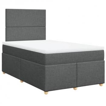 Cama Box Spring con colchón de tela gris oscuro 120x190 cm