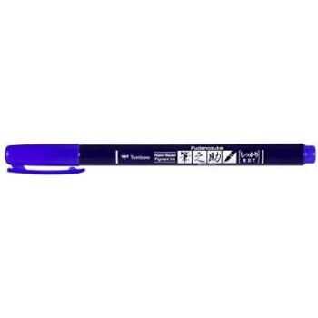 Rotulador Caligrafía Fudenosuke Base Agua Punta Elástica Dura Tombow Azul