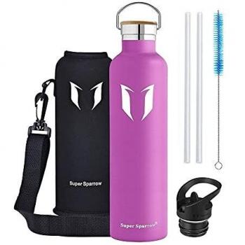 Super Sparrow Botella Agua Acero Inoxidable - Botella Agua Niños - 350ml/500ml/620ml/750ml/1L - Botella Termica Boca Estándar - Sin BPA , para Niños & Adultos, Deporte, Oficina, Yoga, Ciclismo