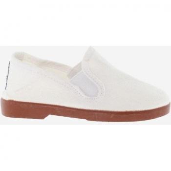 Victoria - Zapatillas de lona para niños con elásticos laterales y suela color caramelo