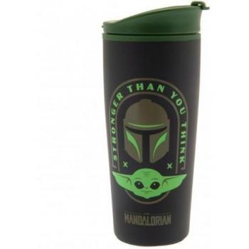 Taza de viaje de metal Star Wars: The Mandalorian, color negro y verde, tamaño único