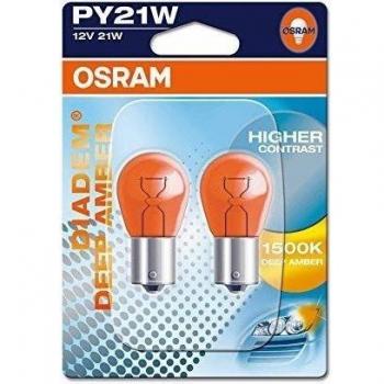 Osram 7507DPA Diadem Deep Amber Py21W Lámparas de Señalización, 12V, 21W, Casquillo BAU15S, Embalaje Blister Doble, Color Ambar