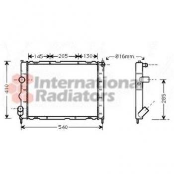 Radiador de Refrigeración del Motor VAN WEZEL 43002268 para Renault Kangoo 1.2 8v / 1.6 8v (1999-2001) con Tubo de 16mm