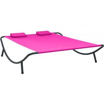 Tumbona doble de exterior de tela rosa Vidaxl