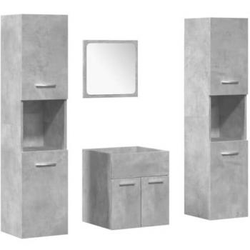 Conjuntos de muebles de baño 4 piezas de hormigón de madera gris multicapa