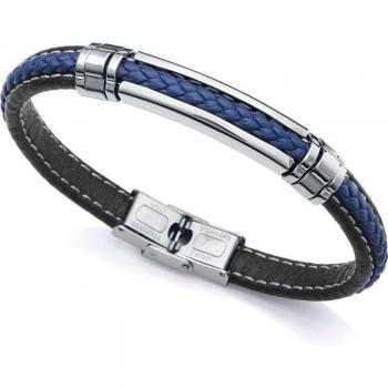 Pulsera Viceroy Magnum 14063P01013 de acero con piel negra y detalles azules
