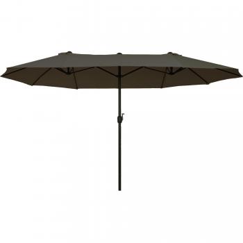Outsunny Sombrilla Parasol Doble Anti UV 4.6x2.7x2.4 m con Manivela para Jardín Patio Terraza Piscina Exterior Color Gris