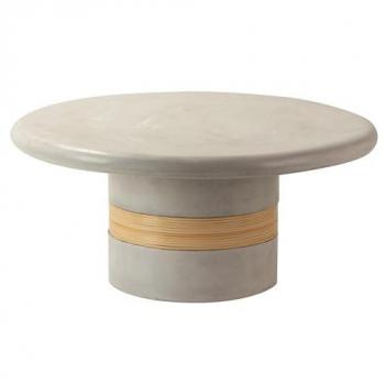 Mesa de Centro de Piedra y Ratan 85x85x38 cm - Estilo y Sofisticación para el Hogar