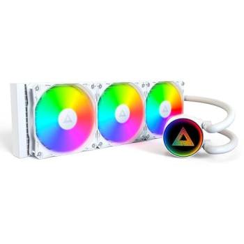 Refrigeración Líquida Montech LightFlow ARGB 360mm AIO Blanco con Ventiladores RGB y Diseño de Espejo Infinito