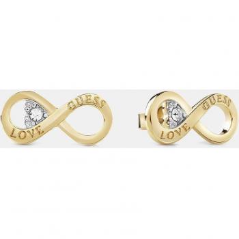 Pendientes Guess Studs Party JUBE02182JWYGT-U de Acero Inoxidable Chapado en Dorado con Motivo de Infinito y Circonitas