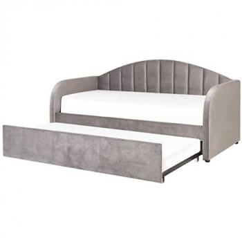 Cama Nido de Terciopelo Gris Claro 90 x 200 cm con Somier y Estructura Imbottita para Habitaciones Infantiles y de Huéspedes Eyburie