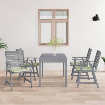 Sillas de comedor de jardín con cojines de madera maciza de acacia