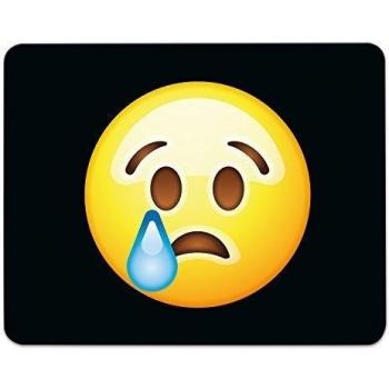 ADDIES Mousepad Emoji/Emoticons. Bonito para ratón diseño en Fina celofán de regalo del paquete con caucho bajo material, Negro, 240 x 190 mm), diseño de Llorar