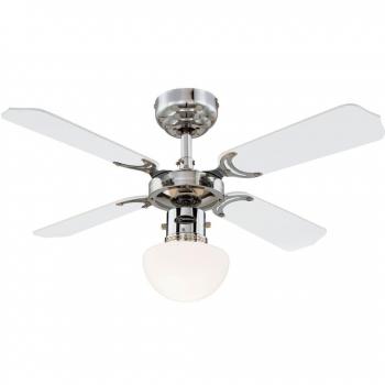Ventilador de Techo Westinghouse Lighting Portland Ambiance, 60W, Cromo con Aspas Reversibles Blanco/Negro, E27