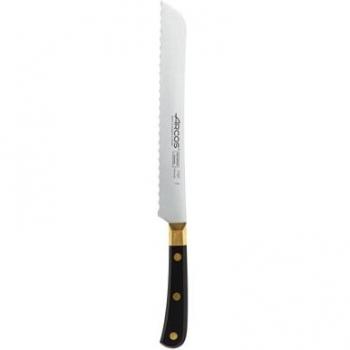Arcos Serie Regia, Cuchillo Panero, Hoja de Acero Inoxidable Nitrum 205 mm, Mango de Polioximetileno, POM Color Negro y Oro