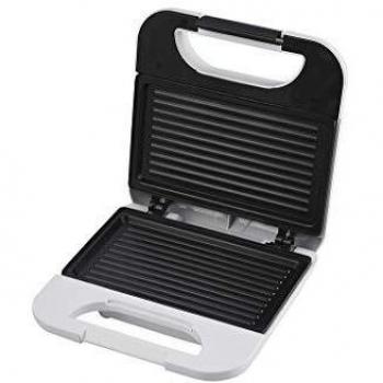 Grunkel - SAN-13GR - Sandwichera sin corte, capacidad para 2 sándwiches - Superficie Antiadherente, regulador de temperatura y asa con cierre de seguridad de tacto frío - 750W - Blanco