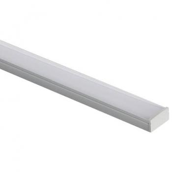 Perfil de Aluminio Superficie con Tapa Continua para Tiras LED hasta 12 mm - Aluminio Blanco Traslúcido 10 m