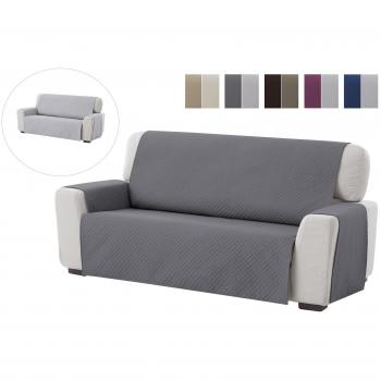 Textilhome - Funda Cubre Sofá Adele, 2 Plazas, Protector para Sofás Acolchado Reversible. Color Gris