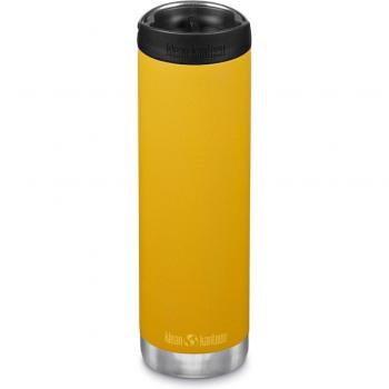 Botella térmica Klean Kanteen Insulated TKWide 20oz (592 ml) con tapón Café Cap, color amarillo