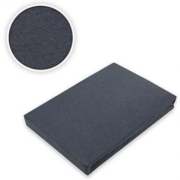 Exklusiv heimtextil - Sábana bajera ajustable de punto de algodón con contorno elástico, antracita, 140 - 160 x 200 cm