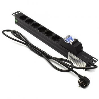 Regleta Rack 19 PDU 1U con 6 Tomas Schuko, Interruptor Magnetotérmico y Protección Sobretensiones Lapara LA-00030503