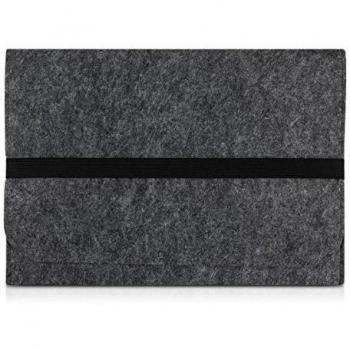 kwmobile Bolsa Sleeve para portátil funda de fieltro para 15 15,6 Laptop / Ultrabook - funda protectora funda para portátil en gris oscuro con compartimentos interiores Dimensiones interiores: approx. 41,5 x 31 cm