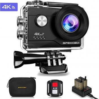 Apexcam Cámara Deportiva 4K 20MP WiFi Cámara subacuática Ultra HD Impermeable 40M Action Camera 2.0'LCD 170° Gran Angular 2.4G Remoto 2 baterías de 1050mAh y Accesorios Multiples