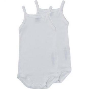 Petit Bateau Pack of 2 Baby Girl Sleeveless Bodysuits in White, Size 6M