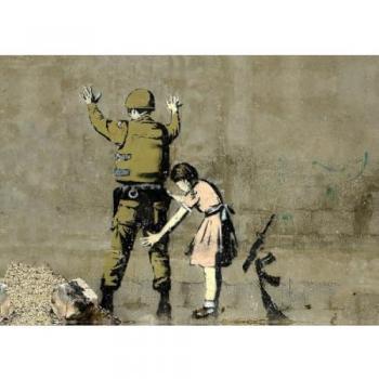 Impresión sobre Lienzo Banksy Búsqueda, Poliéster Multicolor, 100x3x70 cm, con Marco de Madera