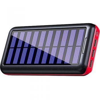 KEDRON Banco de energía solar de 24000 mAh con 3 salidas e iluminación y entradas Micro 2