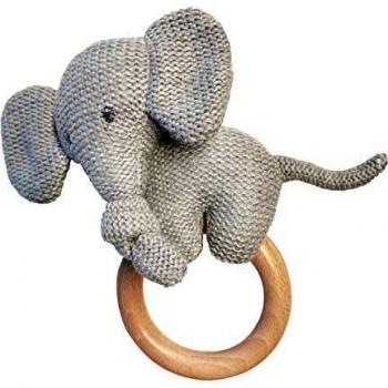 Anillo Mordedor Nattou Elefante Tembo con Madera Gris y Natural