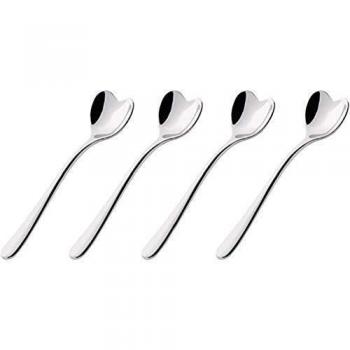 Alessi Big Love Juego de Cuatro cucharas de té Inoxidable 18/10, Gris Acero