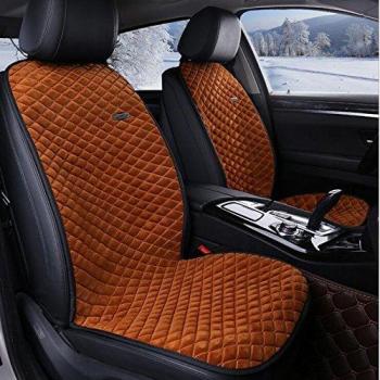 D&F CóModo Asiento Auto Calefactado 12V Calentador Caliente Del Asiento Delantero Del Coche CojíN Winter Warmer Cover , Brown , single seat