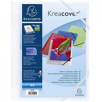 Exacompta 55992E - Carpeta con gomas, 3 solapas de polipropileno opaco, A4, color blanco