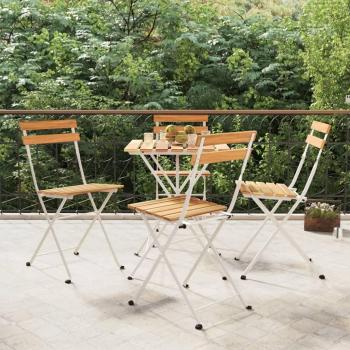 vidaXL Folding Bistro Chairs - 4 pcs, Solid Wood Acacia and Steel, Outdoor Furniture, Stackable Design, Weather-Resistant, Easy to Clean