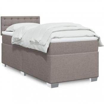 Cama box spring con colchón de muelles Tortorora 90x200 cm en tela gris taupe
