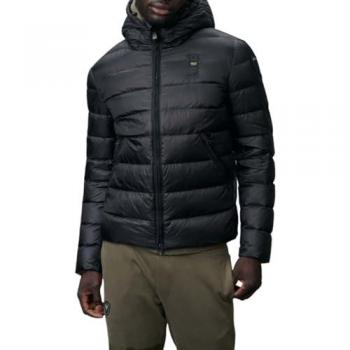 Blauer Men's Black Regular Fit Hooded Down Jacket, Size XL