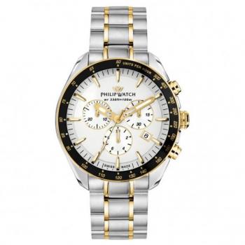 Reloj Hombre Philip Watch R8273995016 - Caja de acero inoxidable, esfera negra, cronógrafo, resistencia al agua 100 metros, correa de acero inoxidable