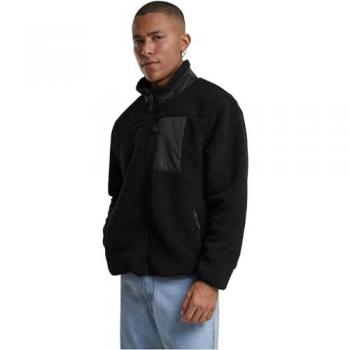 Urban Classics Men's Teddy Jacket with Stand-Up Collar - Black - 2XL - 100% Polyester