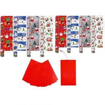 Paquete de 8 rollos de papel de regalo de 5 m con personajes navideños
